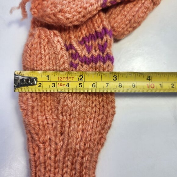 Hand Knit Mittens Lot of 2 Childrens 7" Long - Picture 6 of 6